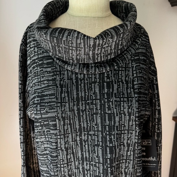 NWT Jill Alexander Creation Retro Style Cowl Neck Black Patterned Tunic Sz S - Picture 4 of 9